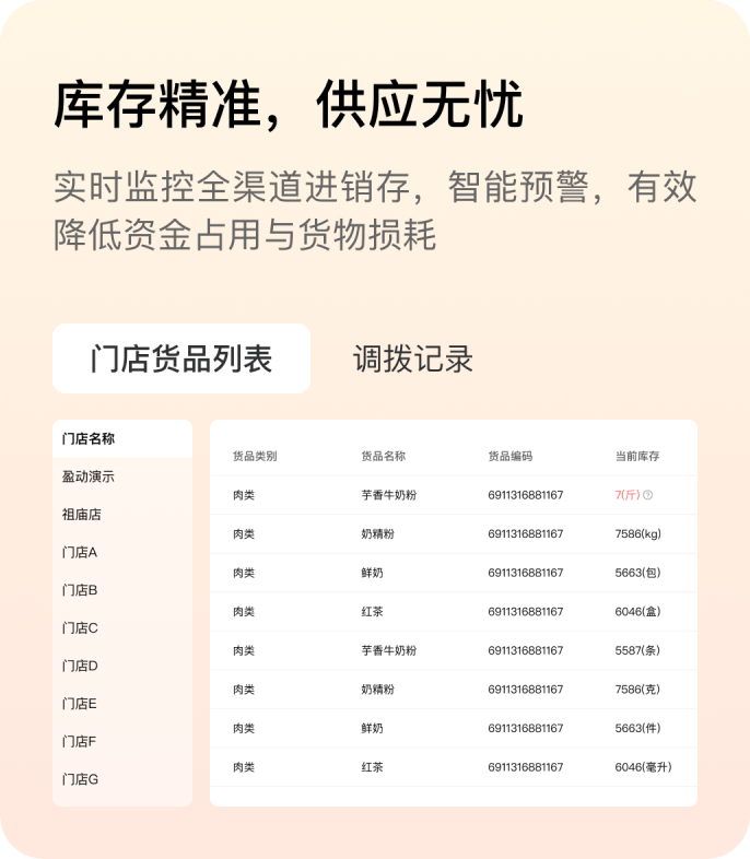 库存精准，供应无忧